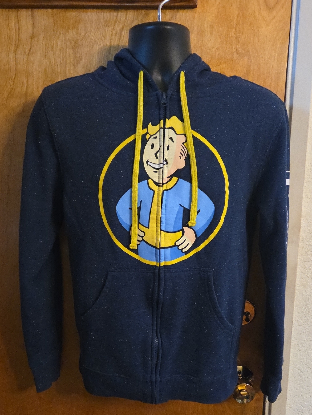 Official Bethesda Fallout 4 Vault Boy Zip Hoodie Men's Sz Small Blue